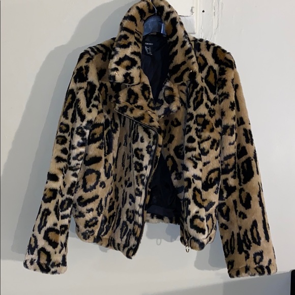 Forever 21 Jackets & Blazers - Faux fur leopard biker jacket